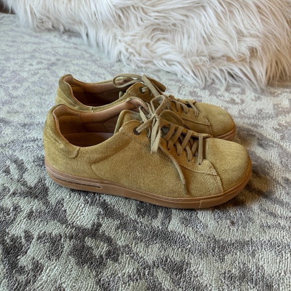 Birkenstock Bend Low Khaki Suede Leather Sneakers - Picture 3 of 12